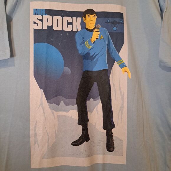 Mr. Spock Star Trek Light Blue Graphic Tee Long T-Shirt Or Nightgown Unisex XXL - Picture 6 of 6